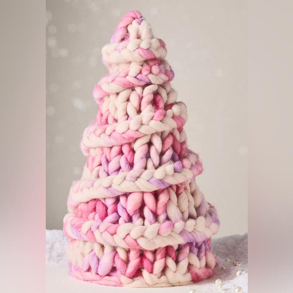 NEW Anthropologie Pink Knit Tabletop Tree